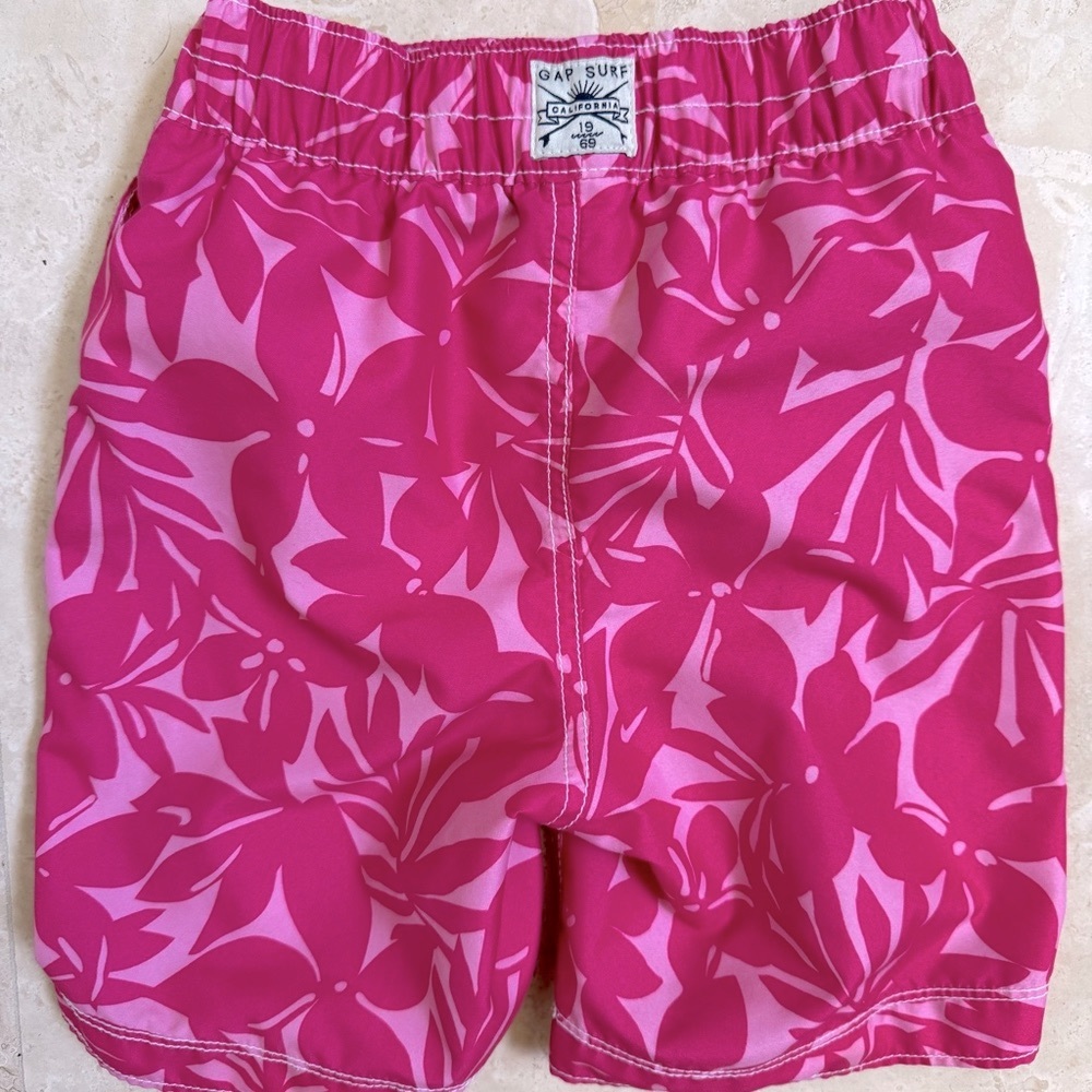 GAP Kids Board Shorts • Hot Pink Aloha Print • Size XS 4/5